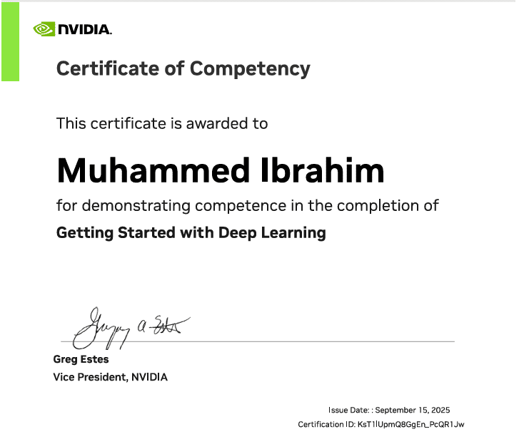 Deep Learning Certificate - NVIDIA