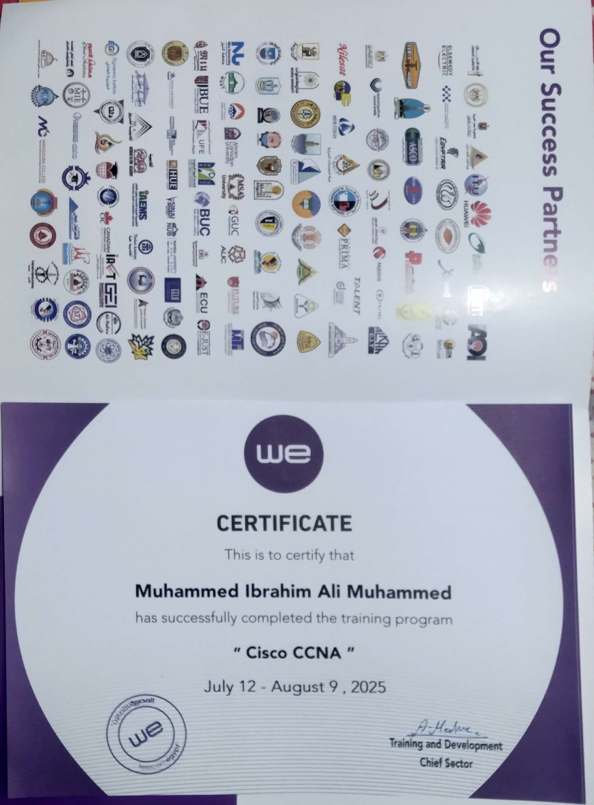 CCNA Certificate - Telecom Egypt